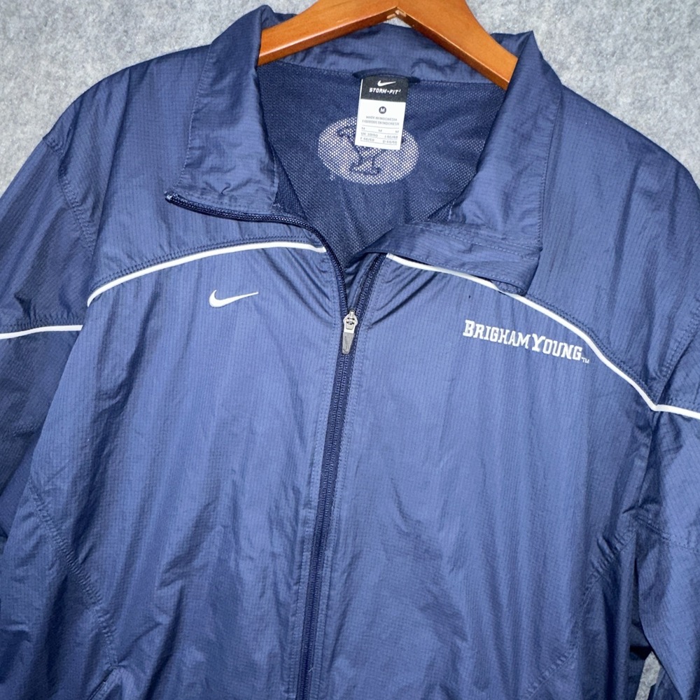 BYU Track Jacket Mens M Blue Nike Storm-FIT Brigham Young Wind Rain Resist